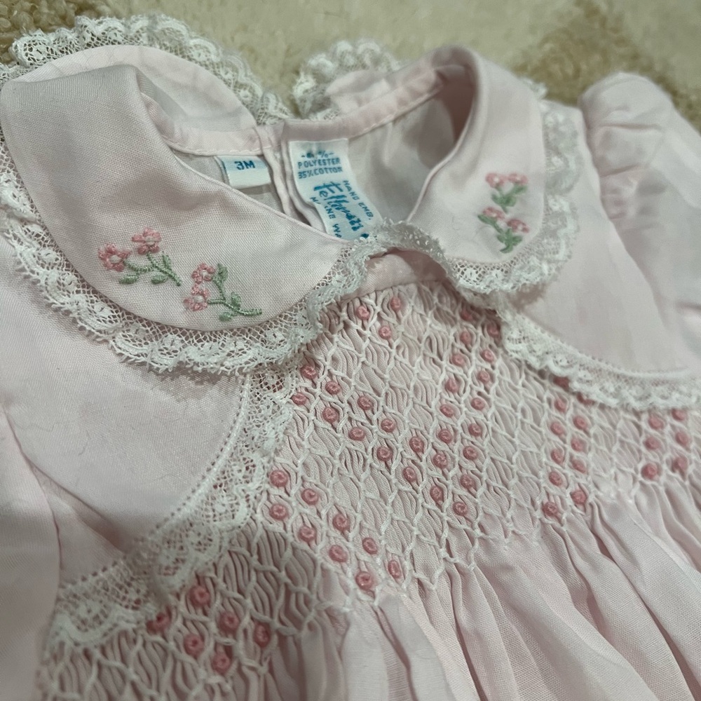 Feltman Brothers Pink Rose Lace Embroidered Smock - Picture 4 of 4